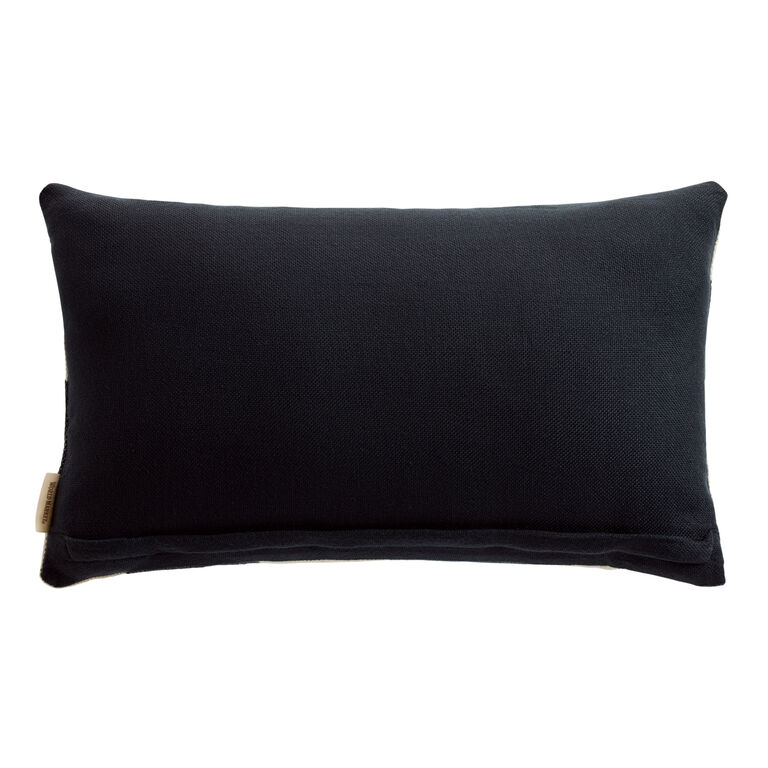 Black And Ivory Geometric Indoor Outdoor Lumbar Pillow image number 3