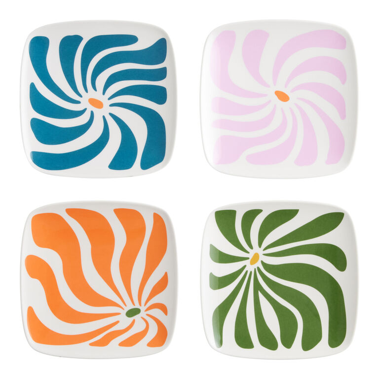 Tropicalia Square Abstract Melamine Appetizer Plate 4 Pack image number 1