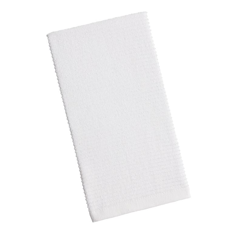 White Woven Cotton Kitchen Towels Set of 2 image number 1