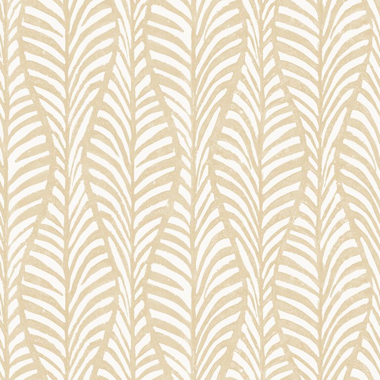 White And Clay Block Print Leaves Peel And Stick Wallpaper image number 1
