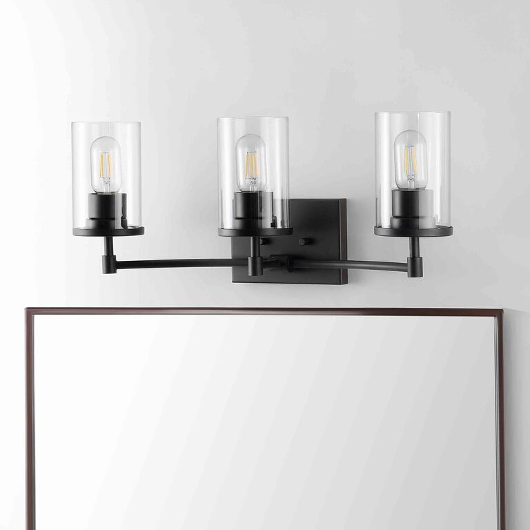 Ronsa Black And Clear Glass 3 Light Wall Sconce image number 2