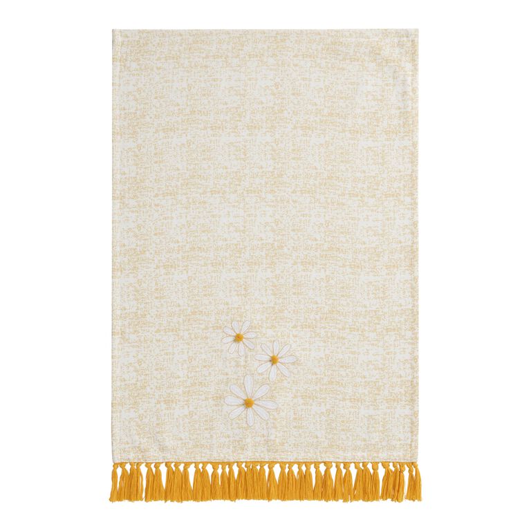 Mustard And White Daisy Speckled Terry Hand Towel image number 2