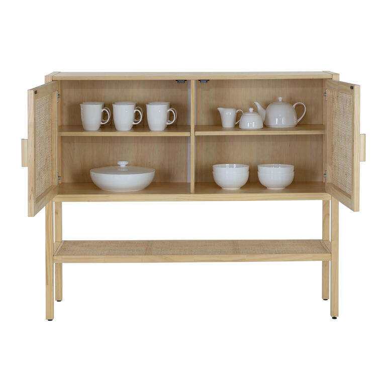 Leith Pine Wood and Rattan Cane Buffet with Shelf image number 3