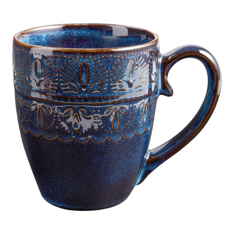 Willow Indigo Blue Embossed Ceramic Mug image number 1