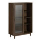 Kellen Tall Fluted Glass and Vintage Walnut Display Cabinet image number 4