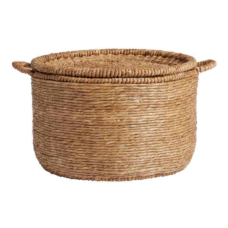 Nenita Water Hyacinth and Rattan Basket With Tray Lid image number 1