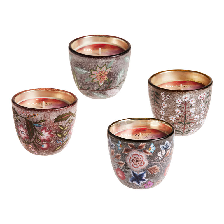 Handmade Floral Painted Glass Scented Candle image number 1