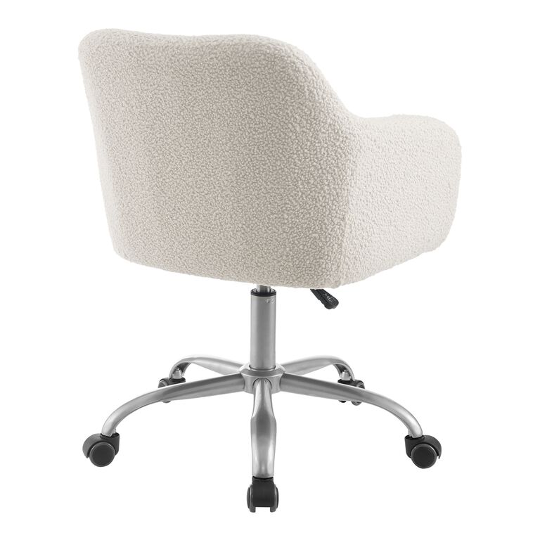 Ryan Ivory Faux Sherpa Upholstered Office Chair image number 4