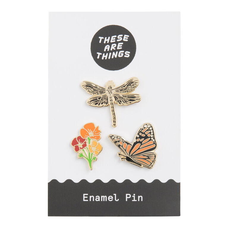 Insect And Poppy Enamel Pins 3 Pack image number 1