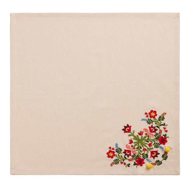 Multicolor Abstract Floral Embroidered Napkin Set of 4 image number 2