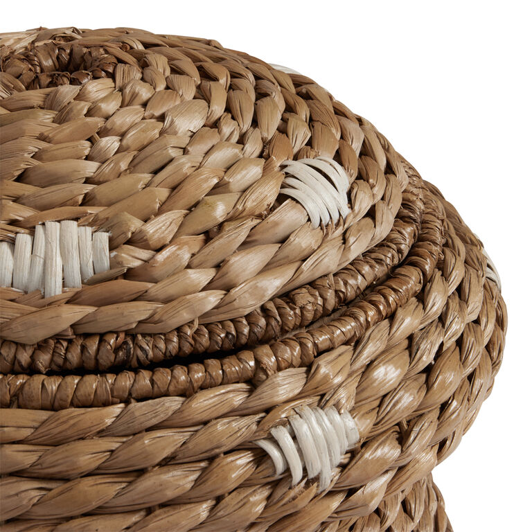 Mushroom Seagrass And Rattan Basket With Lid image number 2