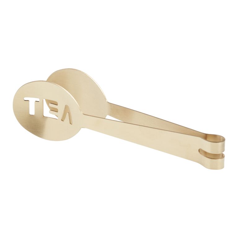 Gold Stainless Steel Tea Tongs image number 1