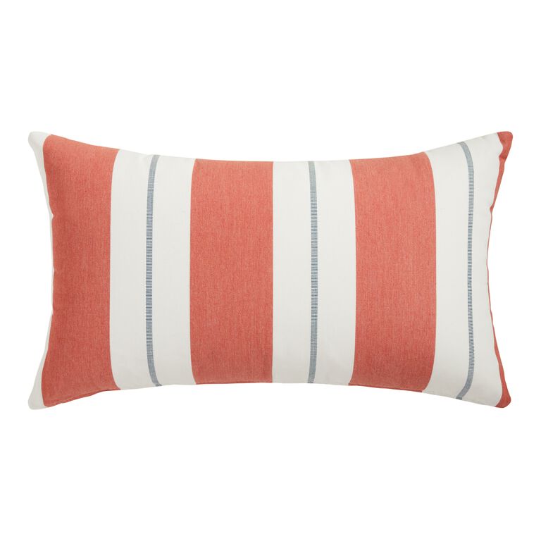 Sunbrella Persimmon Stripe Outdoor Lumbar Pillow image number 1
