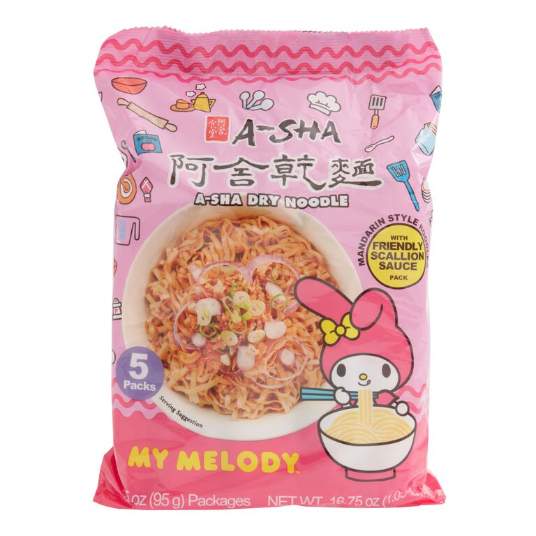 A-Sha My Melody Friendly Scallion Instant Noodles 5 Pack image number 1