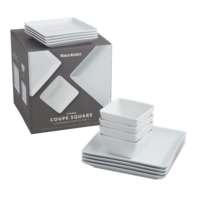 Coupe Square White Porcelain 12 Piece Dinnerware Set image number 1