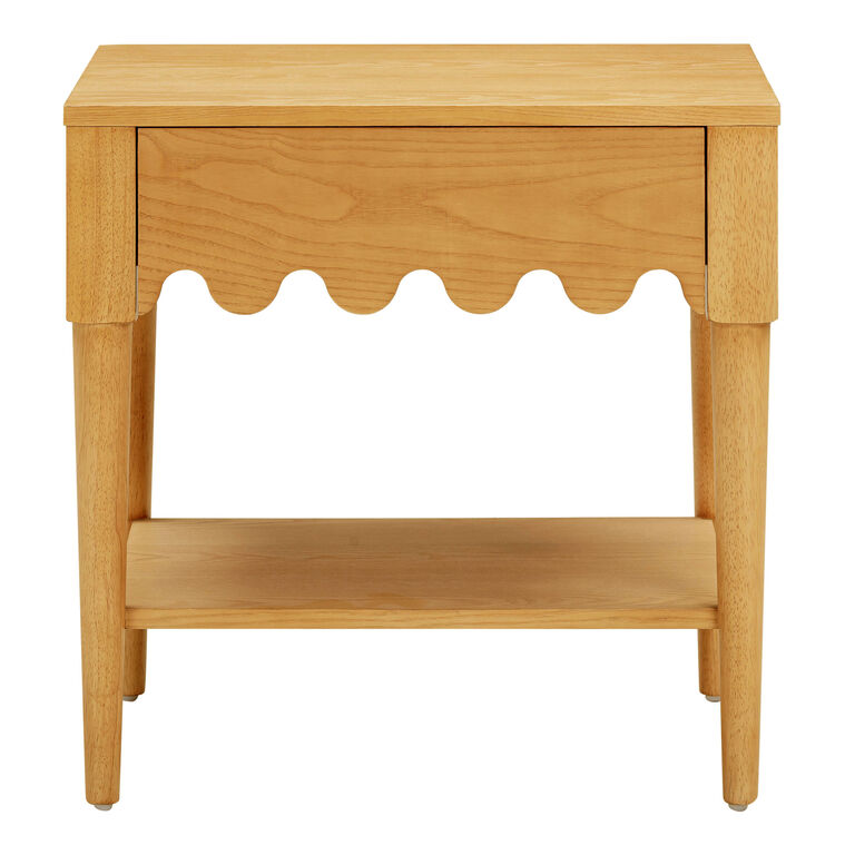 Juliana Natural Ash Wood Scalloped Nightstand with Drawer image number 2