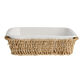 White Ceramic Baking Dish with Seagrass Trivet image number 0