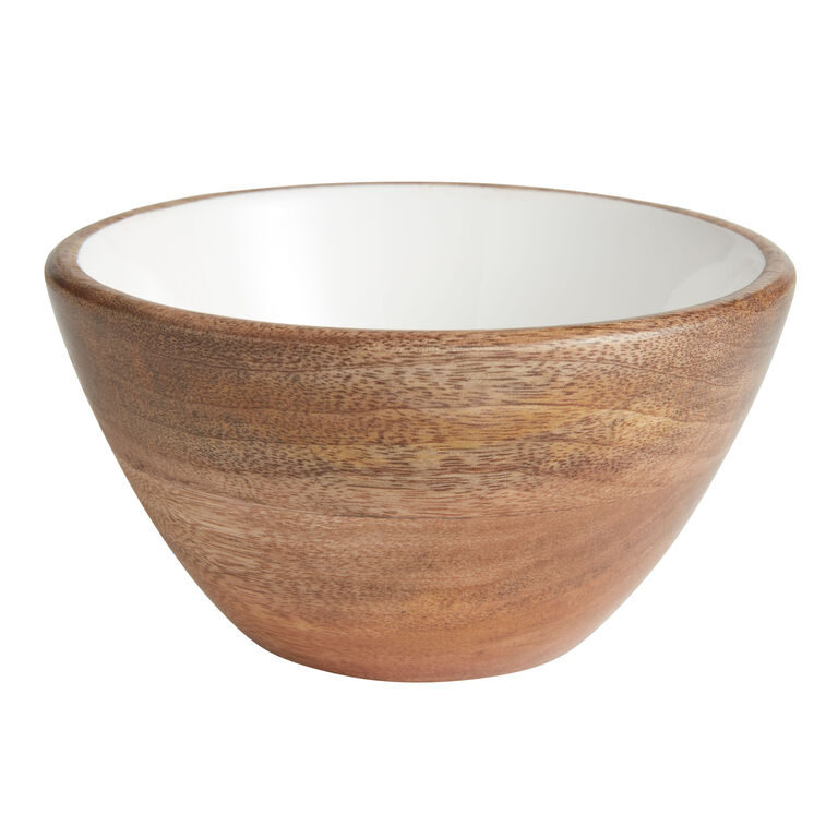 Small White Enamel Wood Bowl image number 1