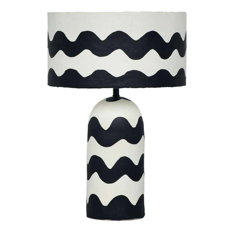 Doric Black and White Wavy Zigzag Stripe Table Lamp image number 1
