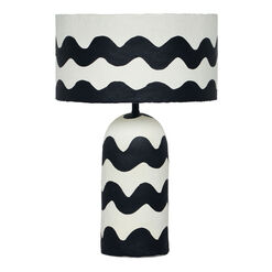 Doric Black and White Wavy Zigzag Stripe Table Lamp
