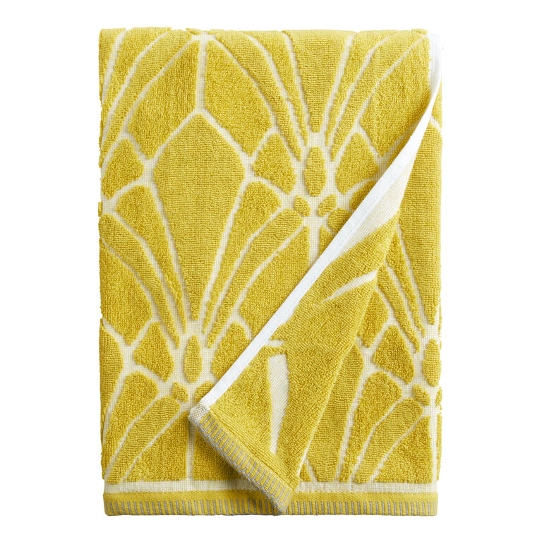 Gable Chartreuse Green Sculpted Leaf Bath Towel image number 1
