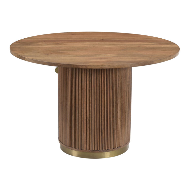 Imani Round Mango Wood Fluted Dining Table With Storage image number 1