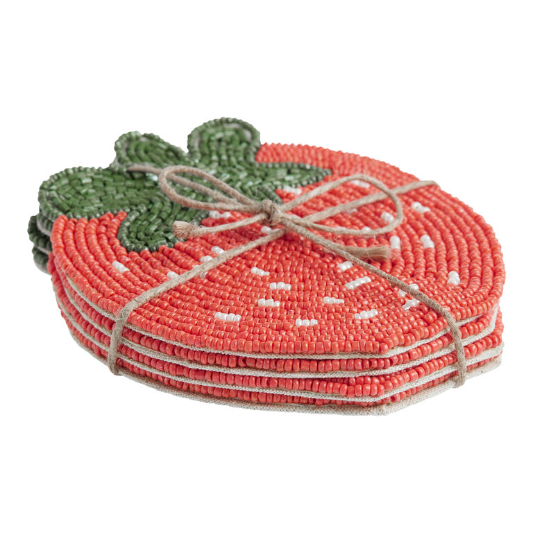 Coral Strawberry Beaded Coasters 4 Pack image number 3