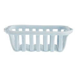 Medium Pale Blue Ceramic Basketweave Kitchen Basket