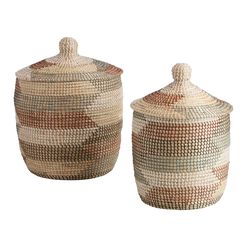 Arabella Multicolor Seagrass Basket with Lid