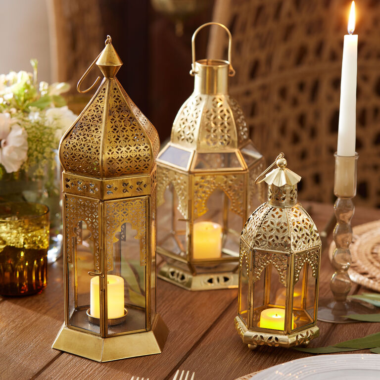 Latika Antique Gold Tabletop Candle Lantern image number 2