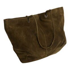 Olive Green Suede Tote Bag