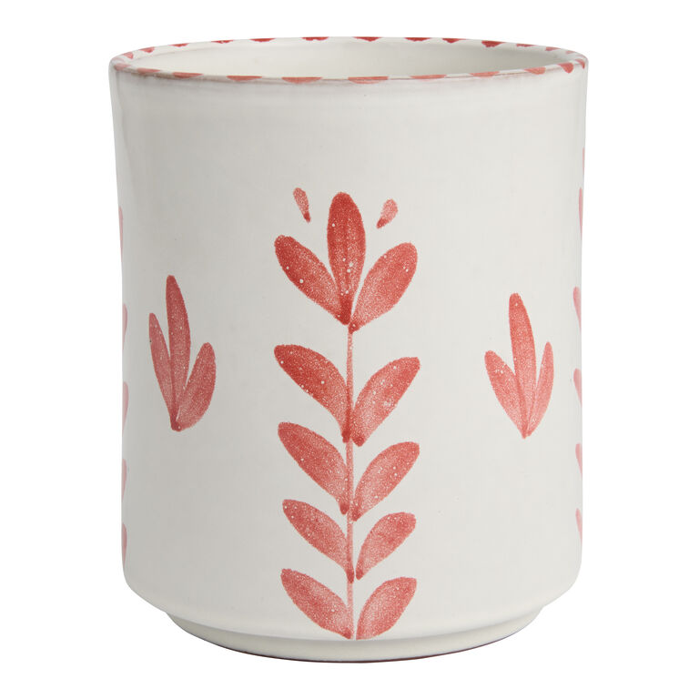 Almada Round Coral Hand Painted Utensil Holder image number 1