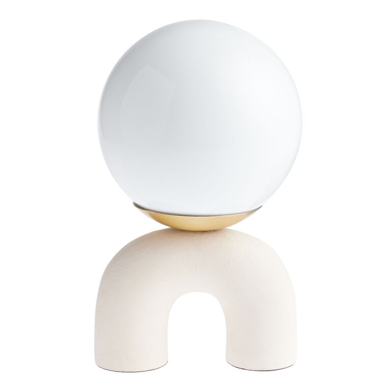 Amari White Opal Glass Globe and Ceramic Arch Table Lamp image number 1