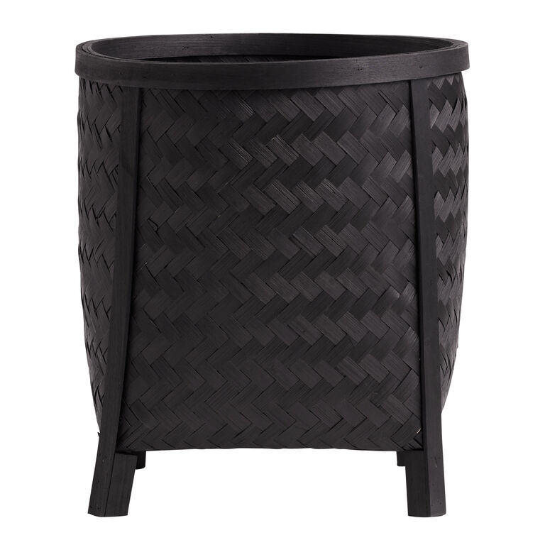 Black Woven Bamboo Footed Floor Planter image number 3
