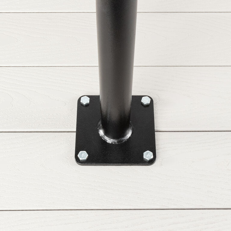 Black Steel String Light Pole with Mounting Base Plate image number 3