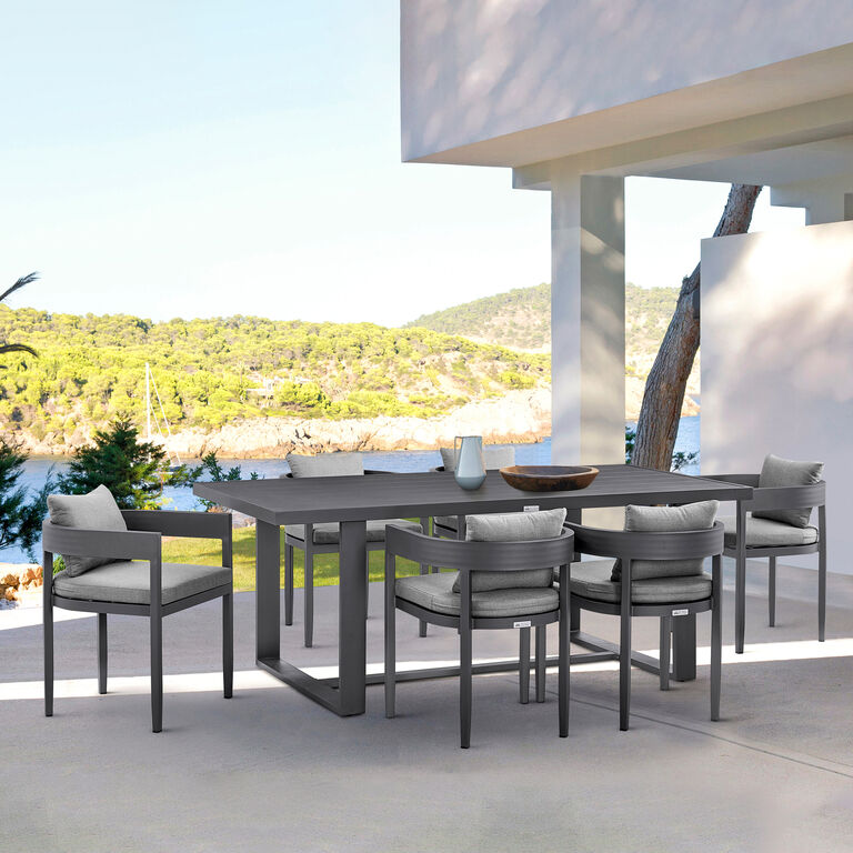 Chania Black Metal 7 Piece Outdoor Dining Set image number 2