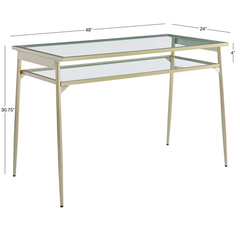 Myrtle Metal and Glass Desk with Shelf image number 4