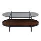 Milano Oval Glass Top and Steel Coffee Table with Wood Shelf image number 2