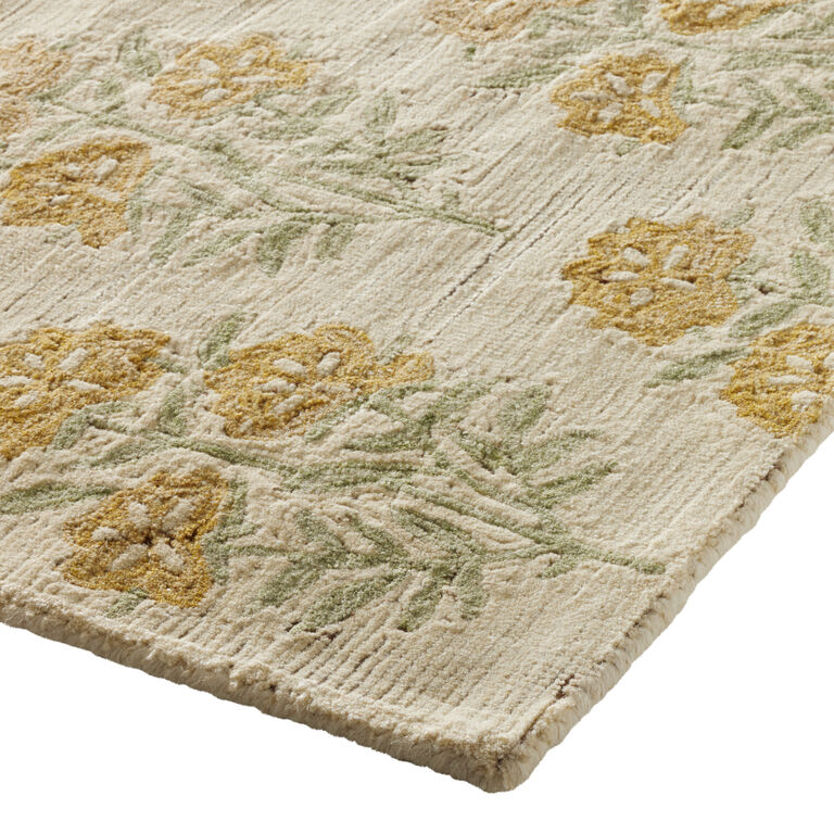 Tula Ochre and Green Floral Hand Tufted Wool Area Rug image number 3