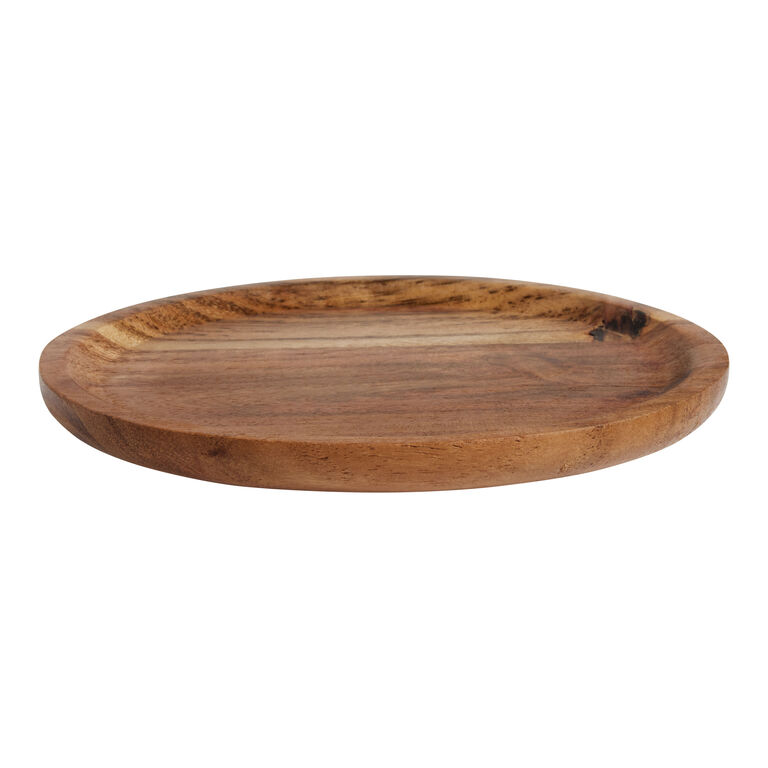 Natural Acacia Wood Snack Plate image number 3