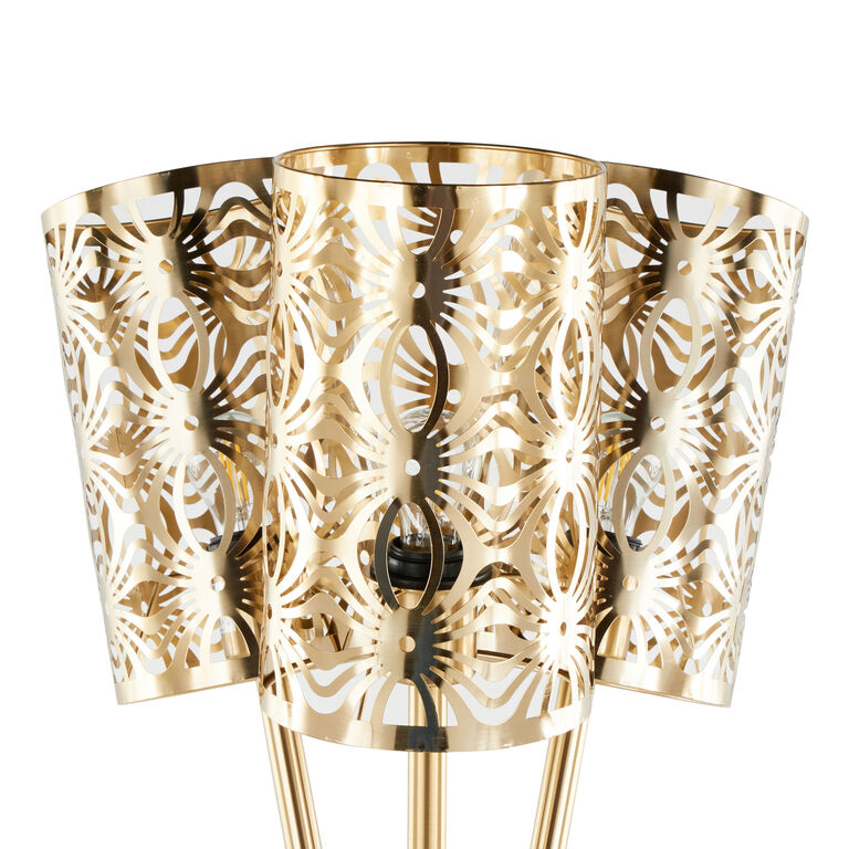 Lian Gold Metal Cutout Tripod 3 Light Floor Lamp image number 6