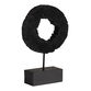 Layla Black Resin Faux Wood Slice on Metal Stand image number 0