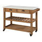 Emil Reclaimed Pine Wood And White Marble Kitchen Cart image number 3