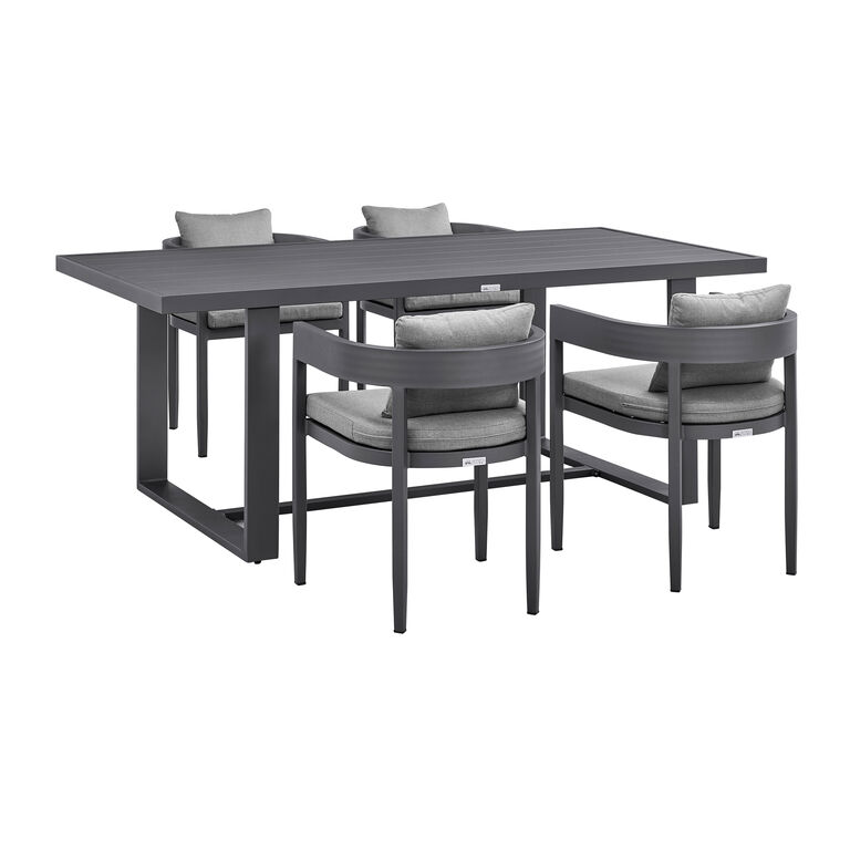 Chania Black Metal 5 Piece Outdoor Dining Set image number 1