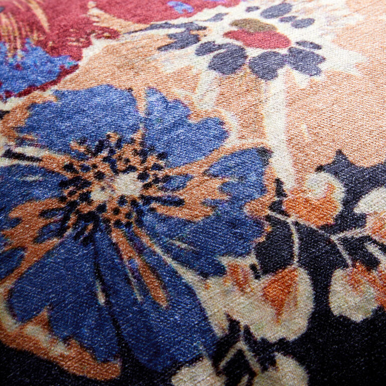 Multicolor Velvet Vintage Floral Lumbar Pillow image number 5