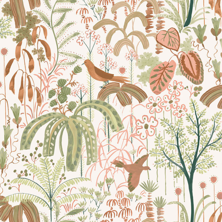Pink Willow Rainforest Peel And Stick Wallpaper image number 1
