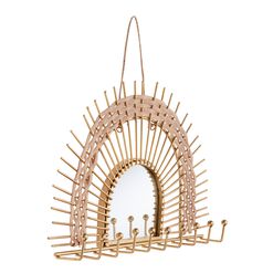Metal and Rattan Arch Wall Jewelry Holder