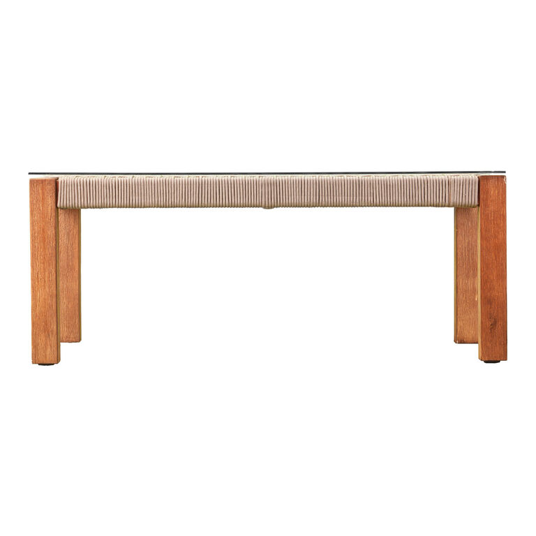 Zurich Rope and Acacia Wood Glass Top Outdoor Coffee Table image number 3