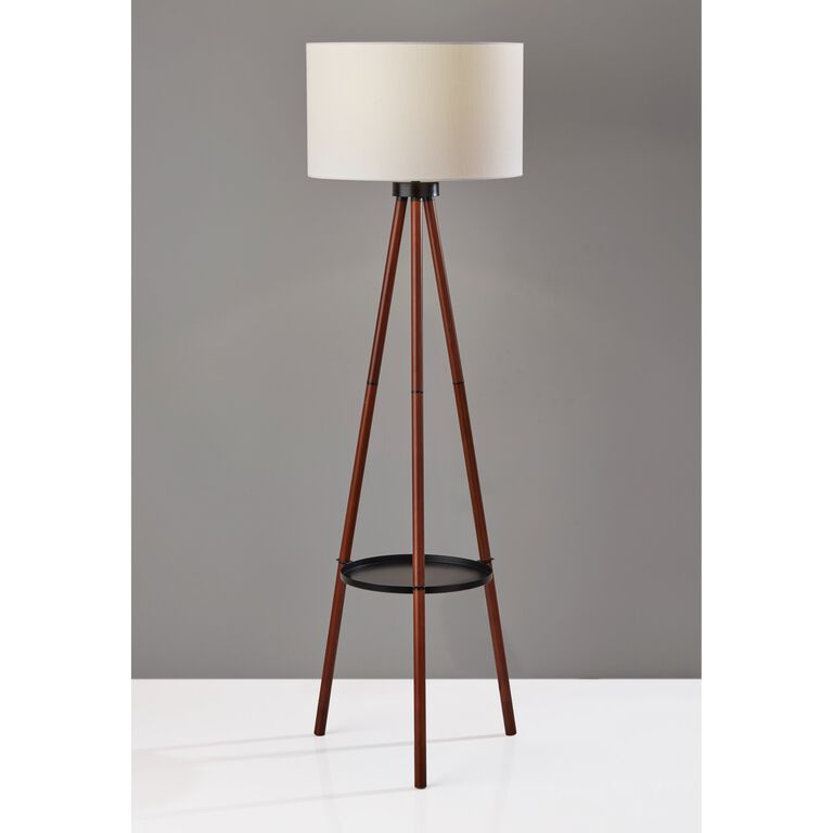 Walnut Tripod Floor Lamp With Shelf image number 3
