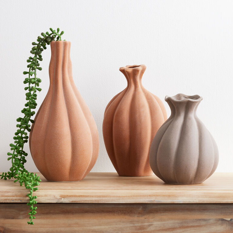 Brown Textured Ceramic Pod Vase image number 2